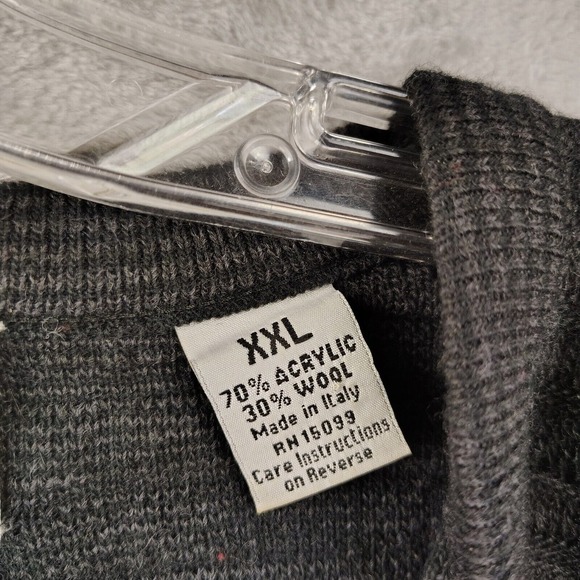 Florence Tricot Sweater Men 2XL Crew Neck Pullover‎ Wool Acrylic Italy Gray Vtg - Picture 3 of 6